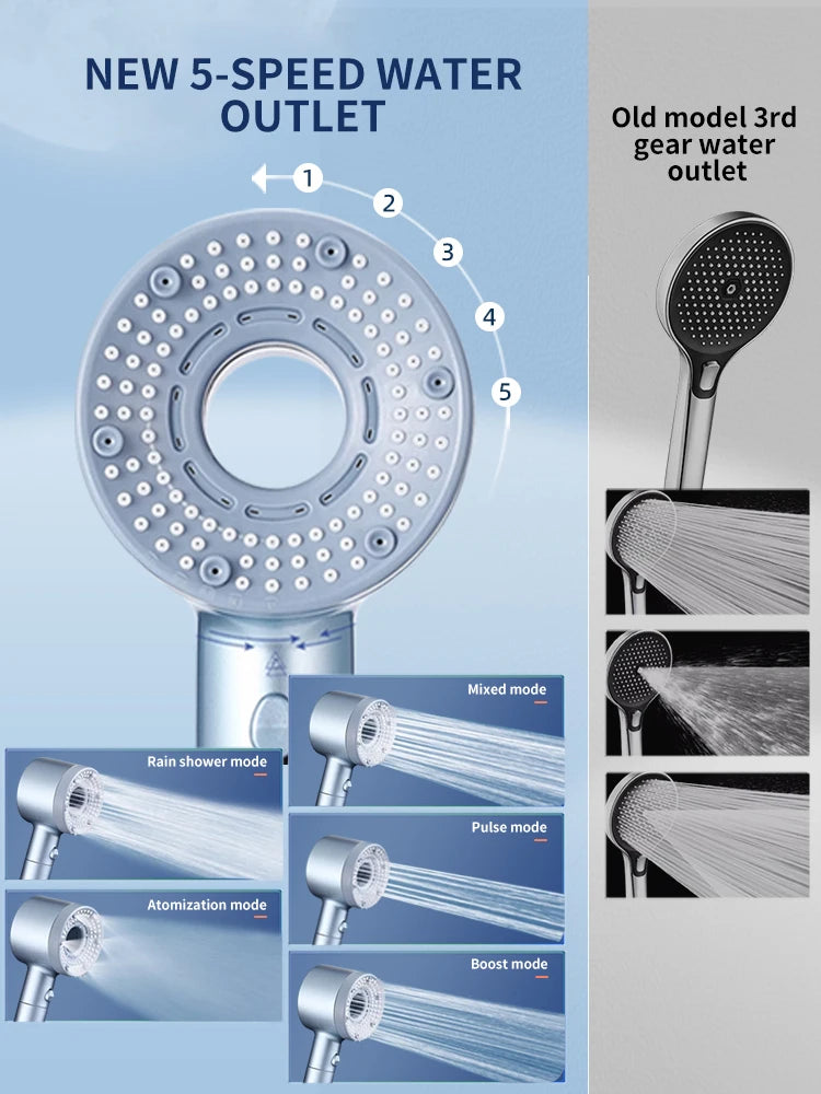 Hand Shower High Pressure Handheld Shower 5 Models Universal Adaptation Bathroom 